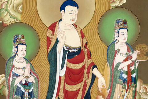 西方三圣图-佛画