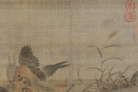 斗雀图页-佚名