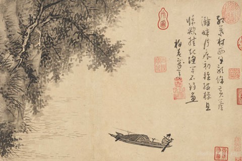 芦滩钓艇图-吴镇