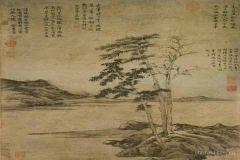 疏林图-倪瓒